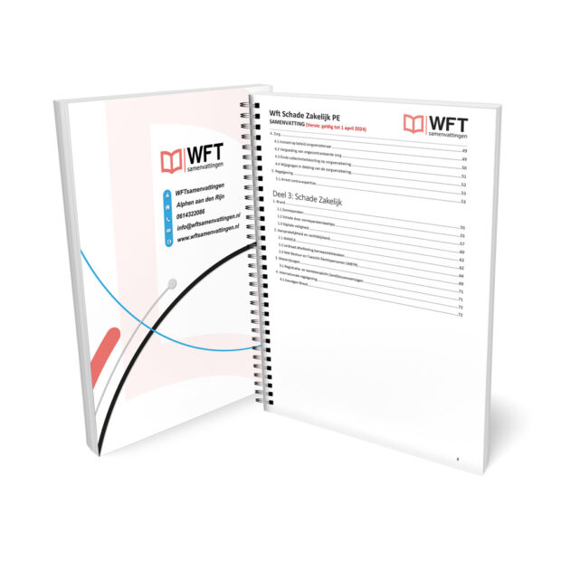 Wft PE Schade Zakelijk Samenvatting - Geprinte Versie - Inhoudsopgave