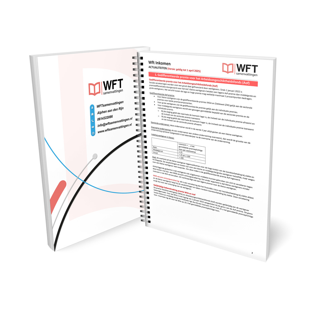 Wft Inkomen Actualiteiten - Geprinte Versie - Voorbeeld pagina 1 - Inkomensverzekeringen