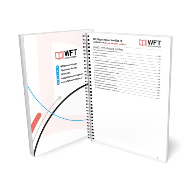 Wft PE Hypothecair Krediet Samenvatting - Geprinte Versie - Inhoudsopgave 2