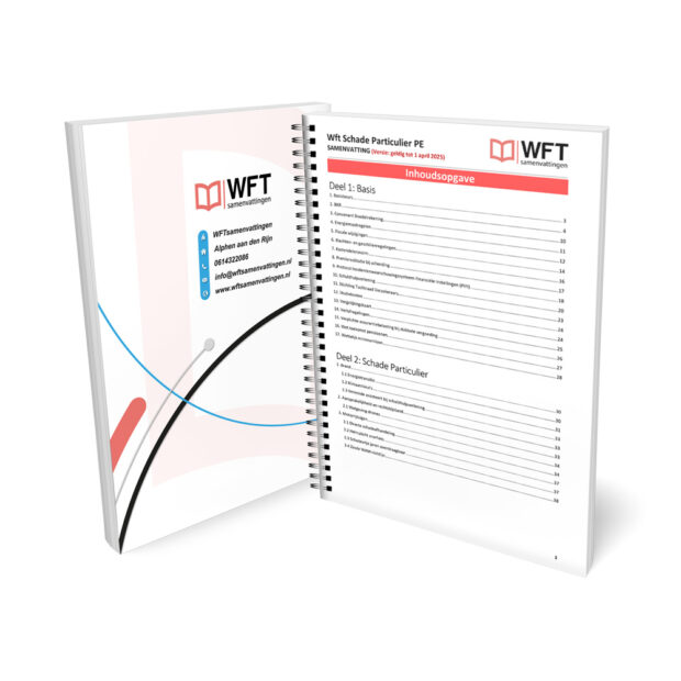 Wft PE Schade Particulier Samenvatting - Geprinte Versie - Inhoudsopgave - Schadeverzekeringen