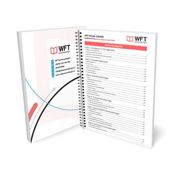Wft Schade Zakelijk Samenvatting - Geprinte Versie - Inhoudsopgave - Schadeverzekeringen