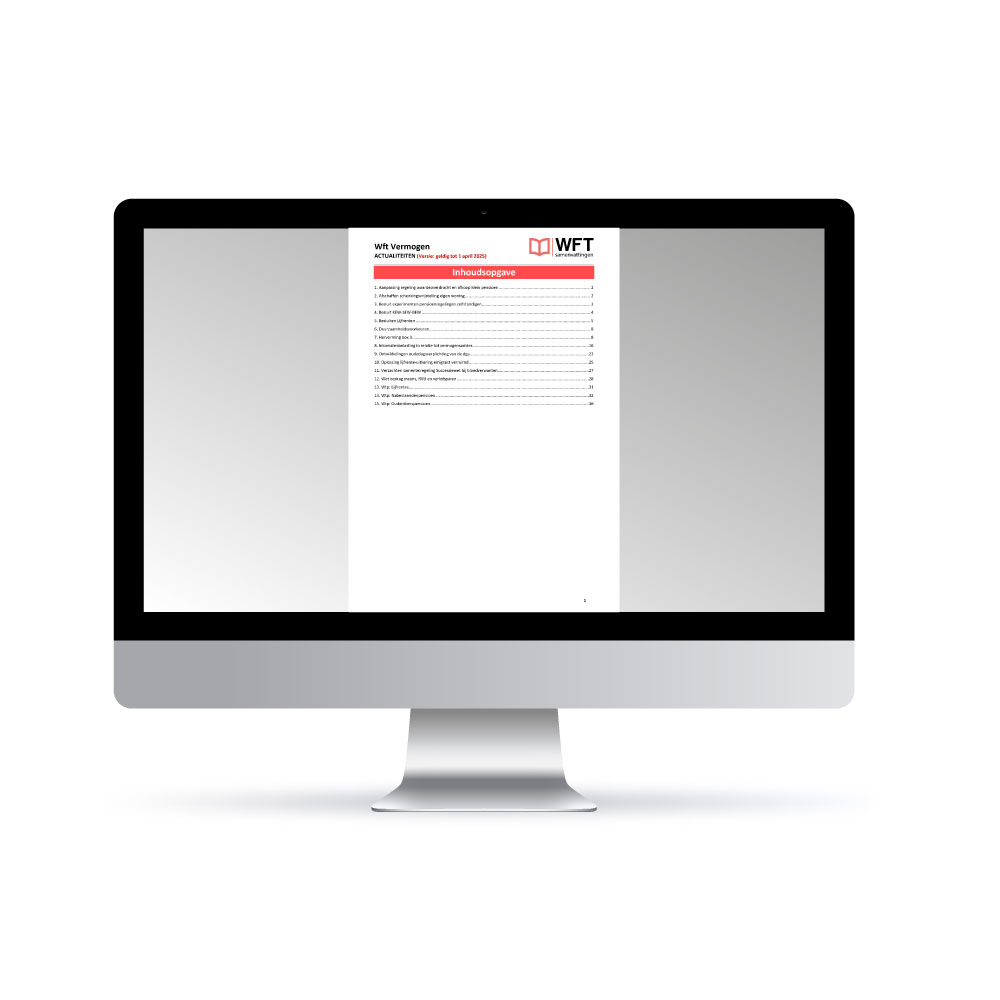 Wft Vermogen Actualiteiten - Digitale Versie - Inhoudsopgave
