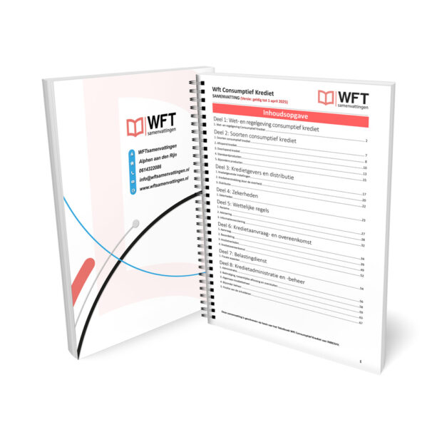 Wft Consumptief Krediet Samenvatting 2025-2026 - Geprinte Versie - Inhoudsopgave